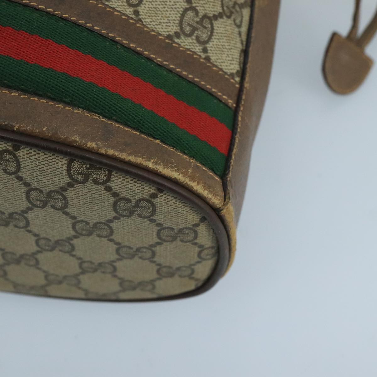 GUCCI GG Supreme Web Sherry Line Shoulder Bag PVC Beige 001 084 0850 100711