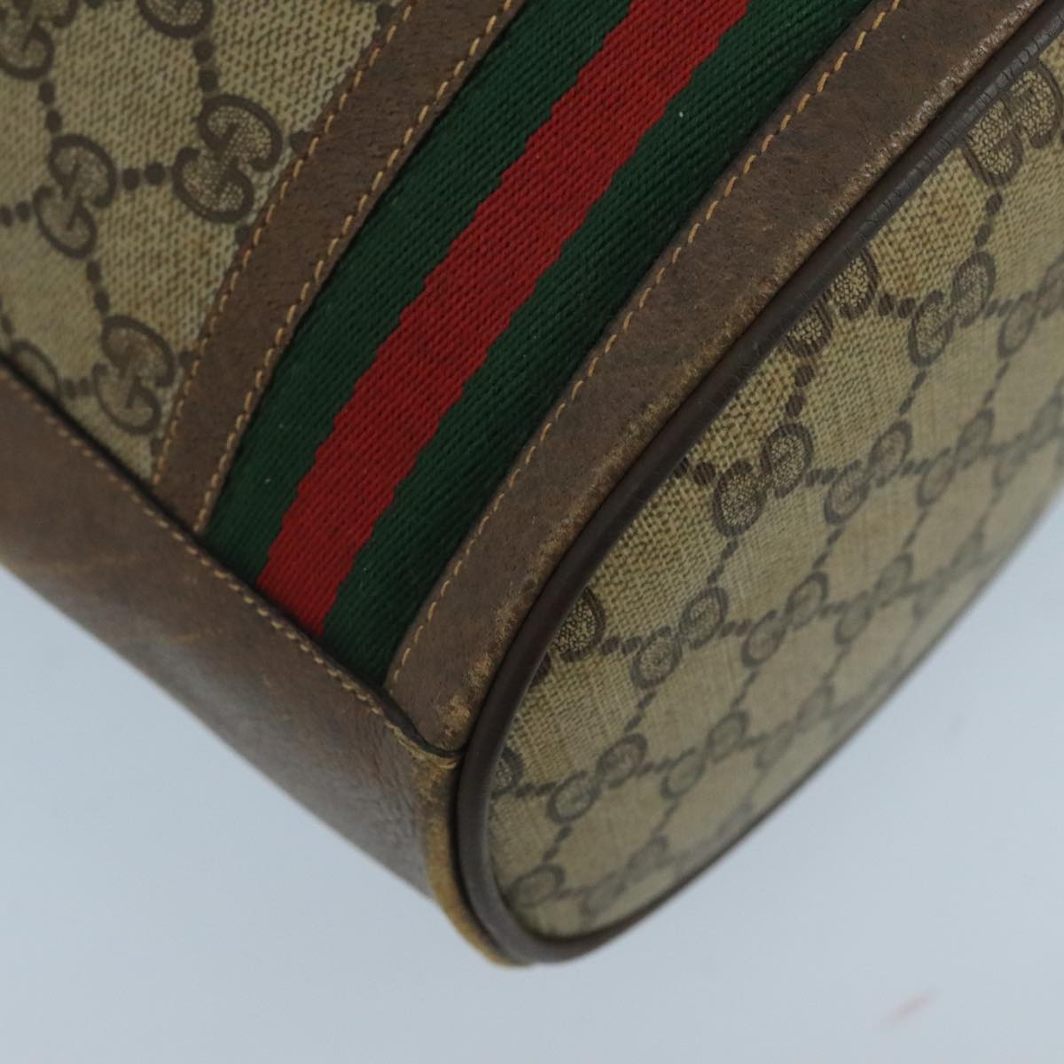 GUCCI GG Supreme Web Sherry Line Shoulder Bag PVC Beige 001 084 0850 100711
