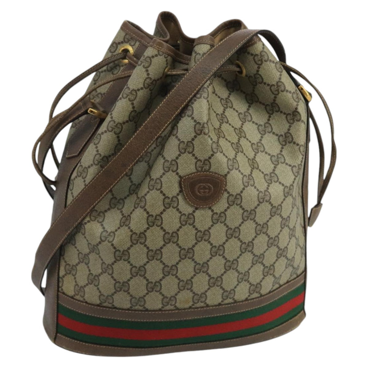 GUCCI GG Supreme Web Sherry Line Shoulder Bag PVC Beige 001 084 0850 100711