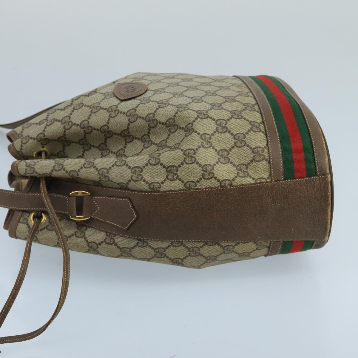 GUCCI GG Supreme Web Sherry Line Shoulder Bag PVC Beige 001 084 0850 100711