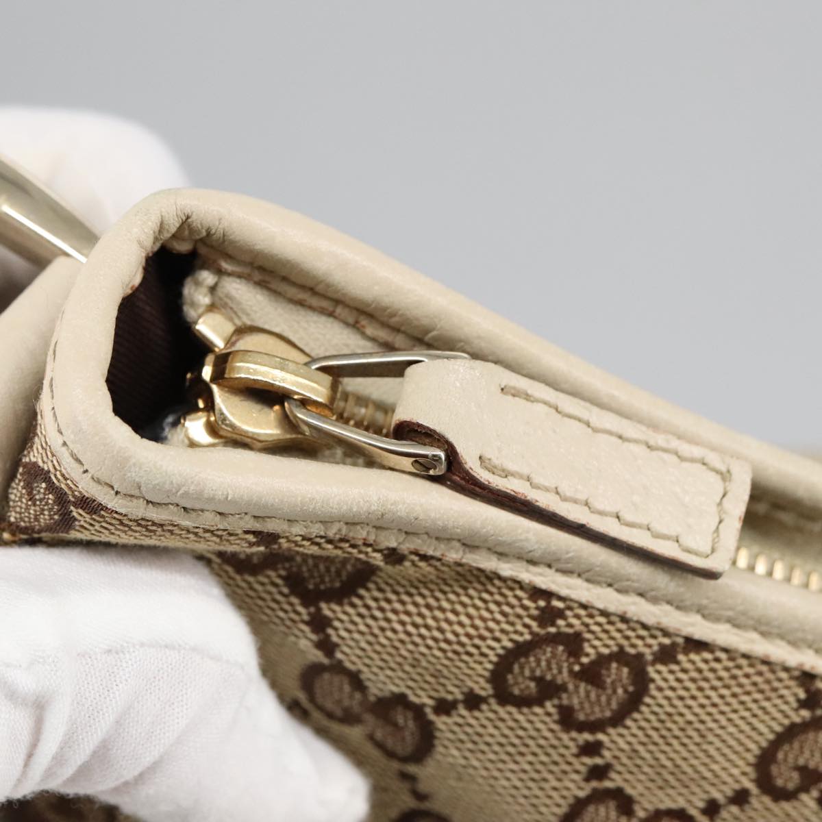 GUCCI GG Canvas Shoulder Bag Beige Gold 131326 100719