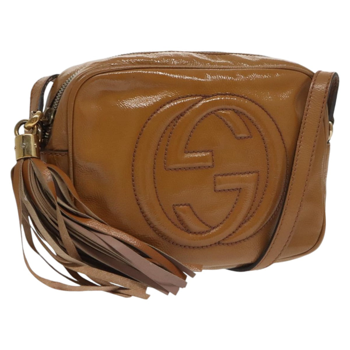 GUCCI Shoulder Bag Patent leather Yellow Gold 308364 100733