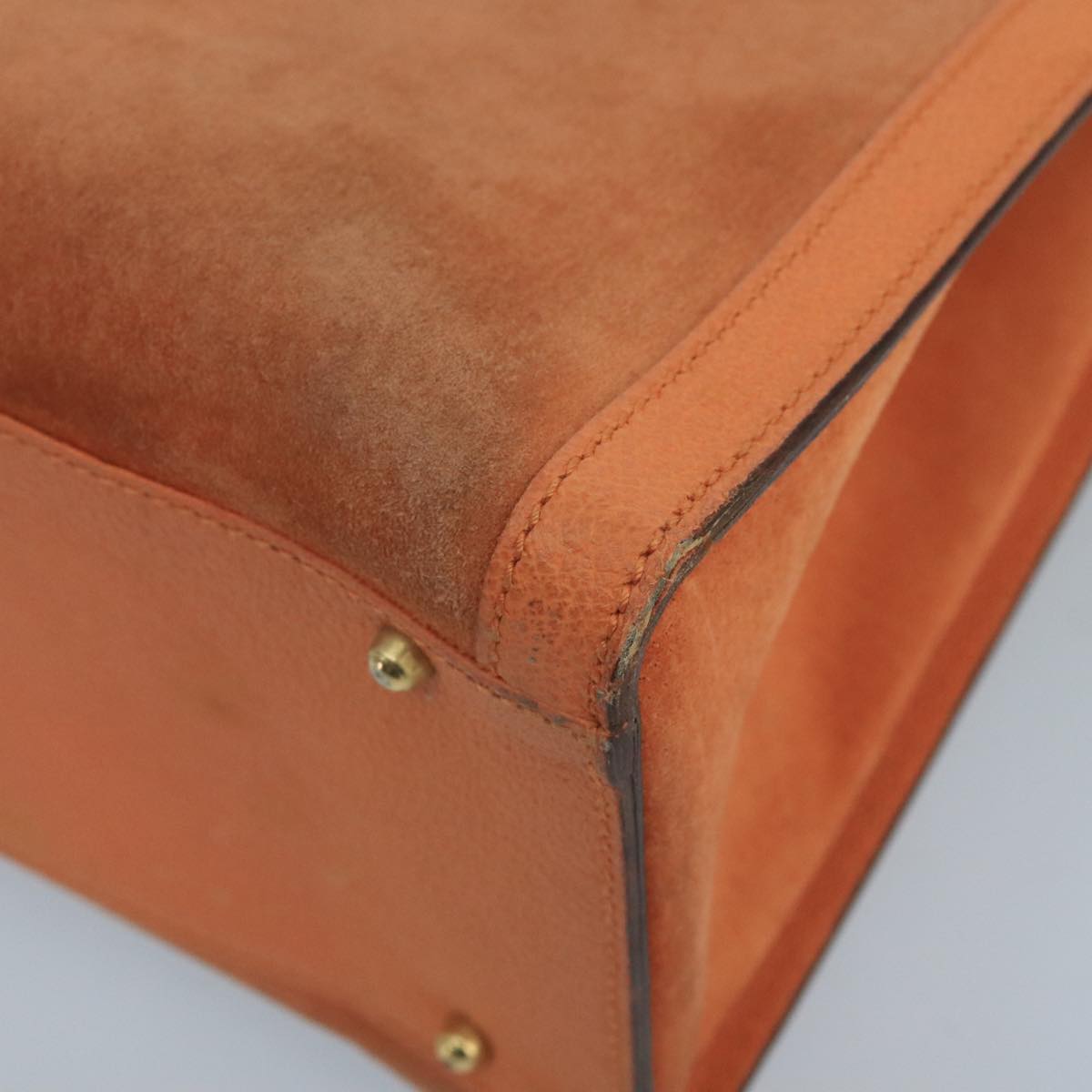 GUCCI Bamboo Hand Bag Suede Leather Orange Gold 002 2853 0260 0 100774