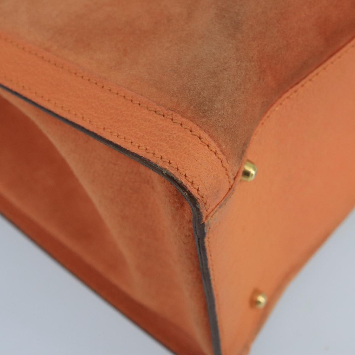 GUCCI Bamboo Hand Bag Suede Leather Orange Gold 002 2853 0260 0 100774