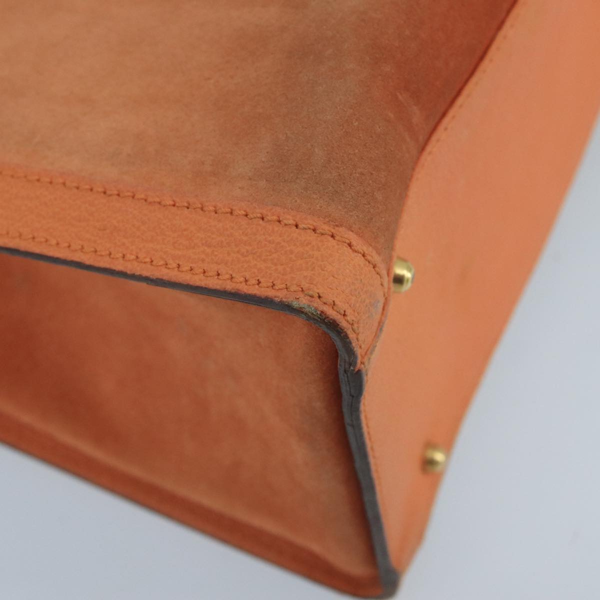 GUCCI Bamboo Hand Bag Suede Leather Orange Gold 002 2853 0260 0 100774