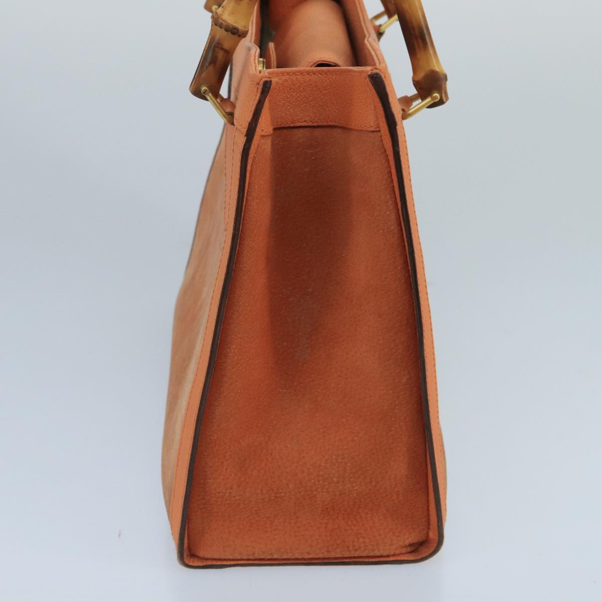 GUCCI Bamboo Hand Bag Suede Leather Orange Gold 002 2853 0260 0 100774