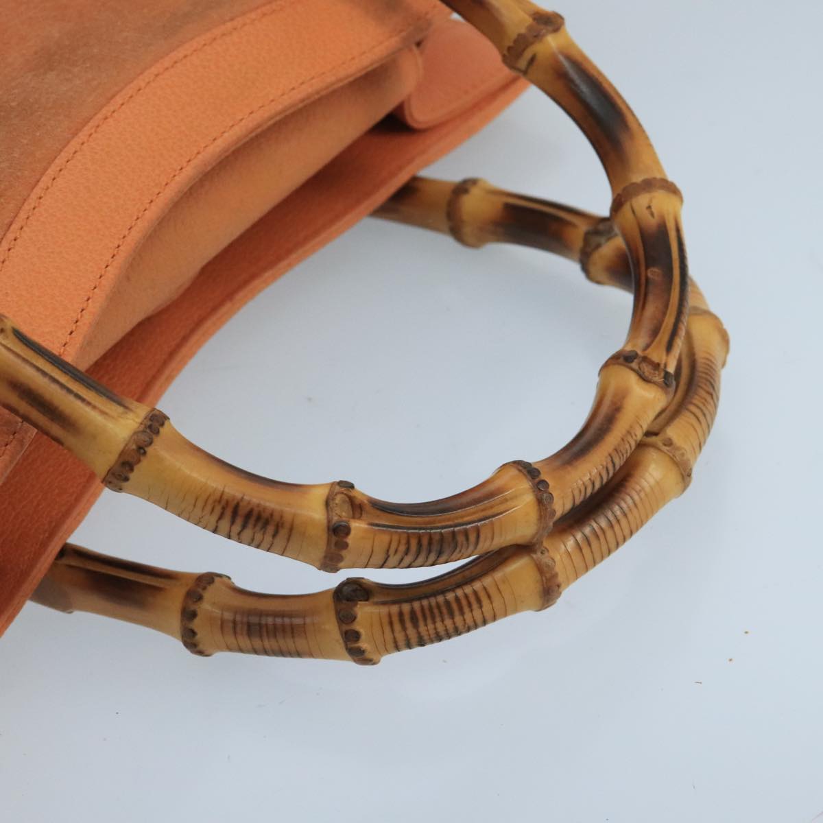 GUCCI Bamboo Hand Bag Suede Leather Orange Gold 002 2853 0260 0 100774