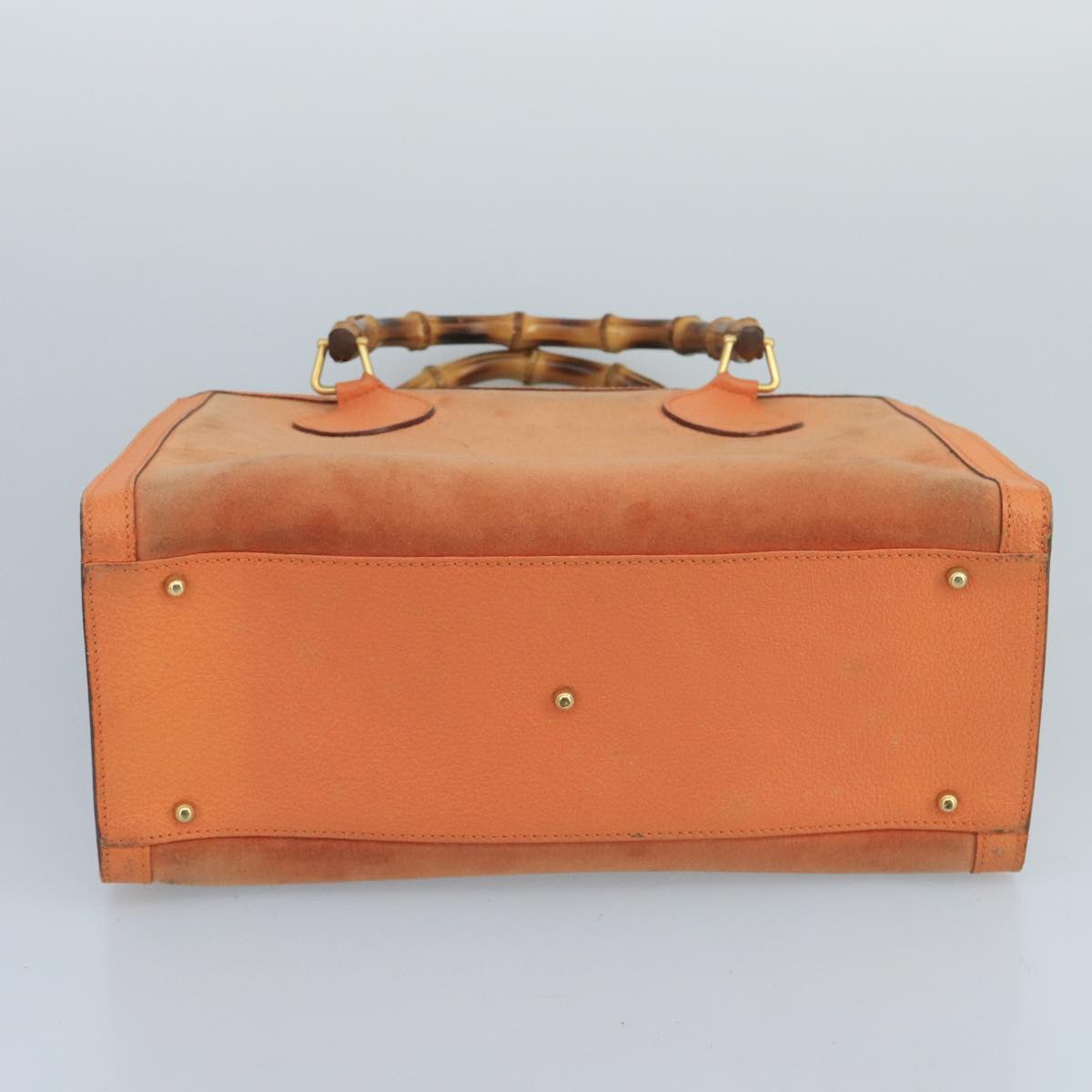 GUCCI Bamboo Hand Bag Suede Leather Orange Gold 002 2853 0260 0 100774