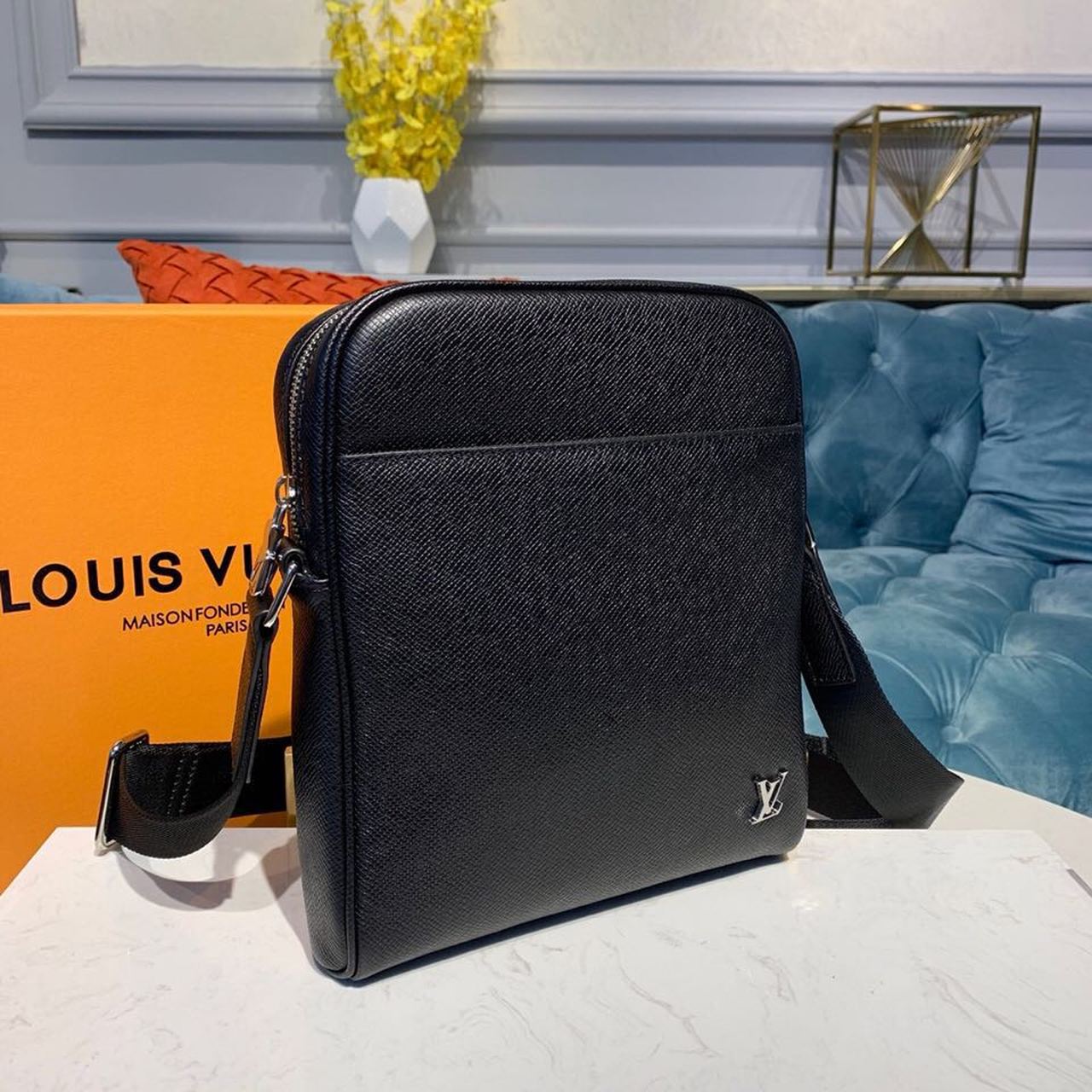 LV Alex Messenger GLAMI Taiga Black For Men, Bags, Shoulder And Crossbody Bags 9.8in/25cm LV M30265