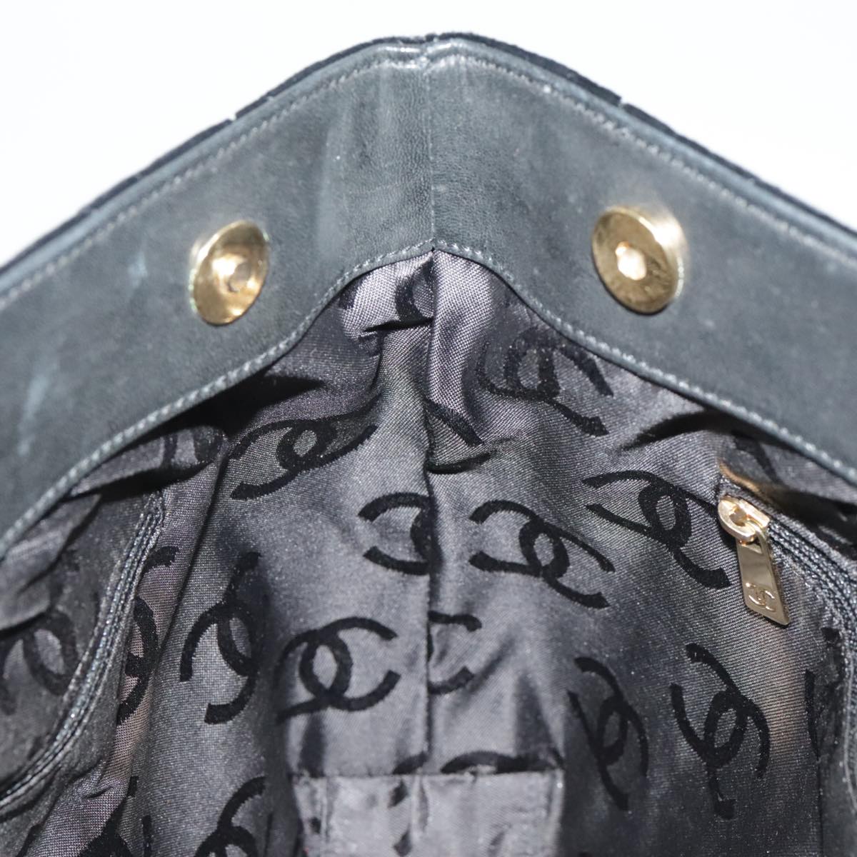 CHANEL Matelasse Hand Bag Velor Black Gold CC 100911