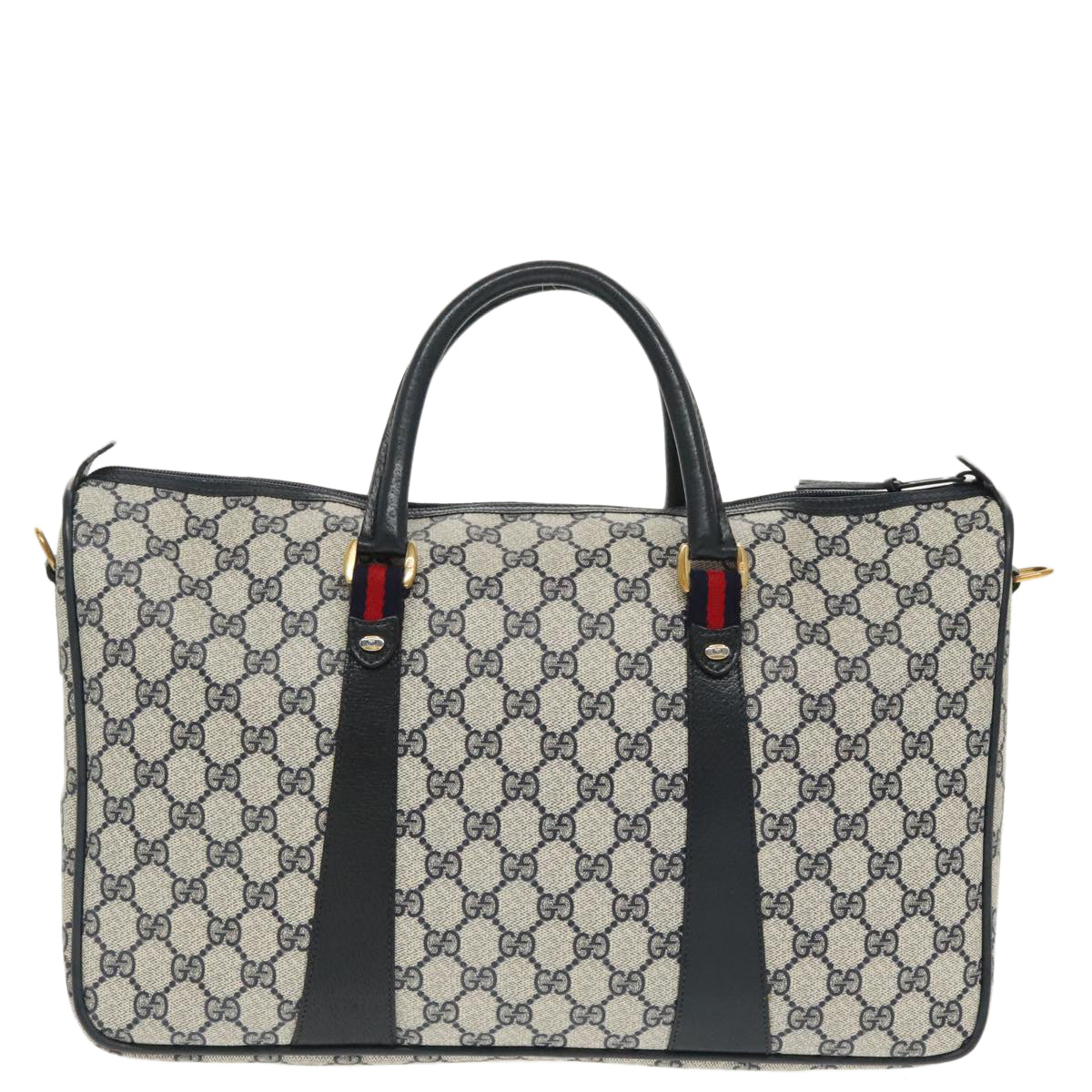 GUCCI GG Supreme Sherry Line Hand Bag PVC 2way Navy Red 39 02 041 100923