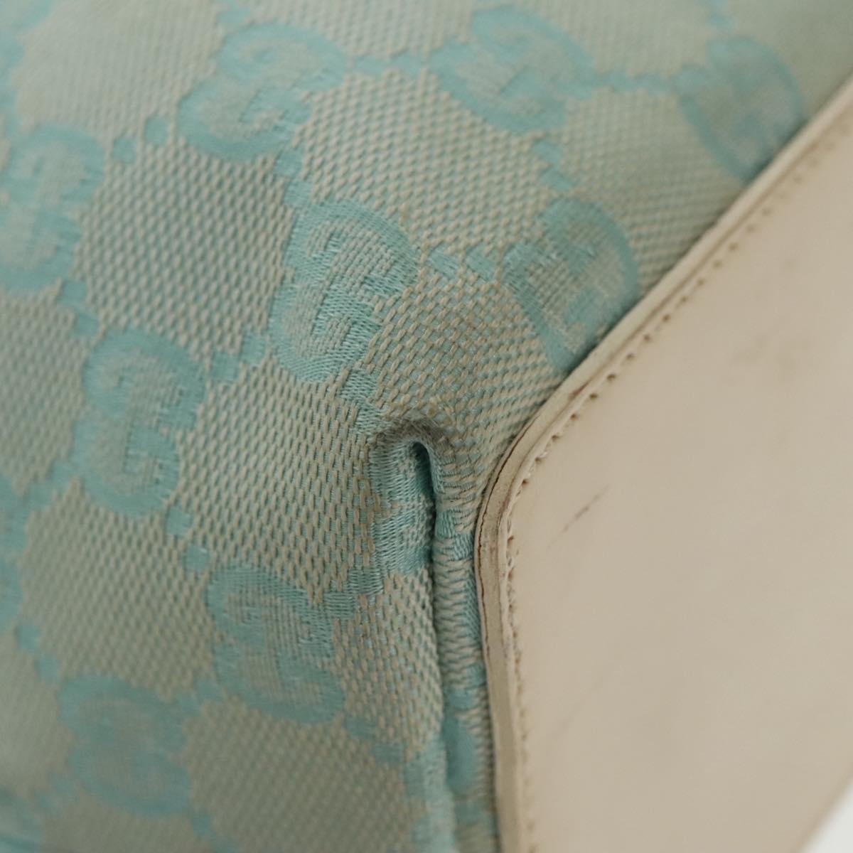 GUCCI GG Canvas Tote Bag Light Blue Gold 002 1098 100928