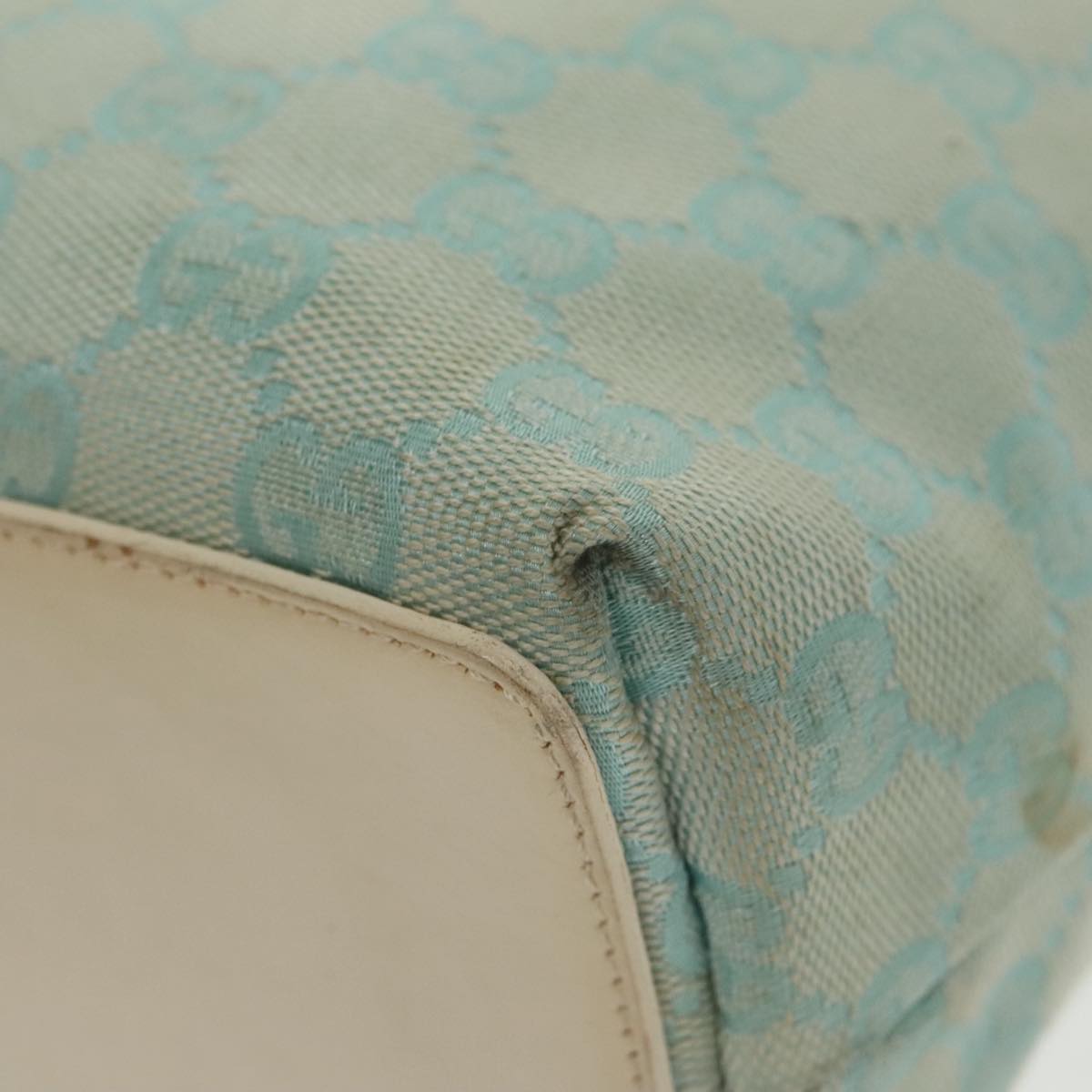 GUCCI GG Canvas Tote Bag Light Blue Gold 002 1098 100928