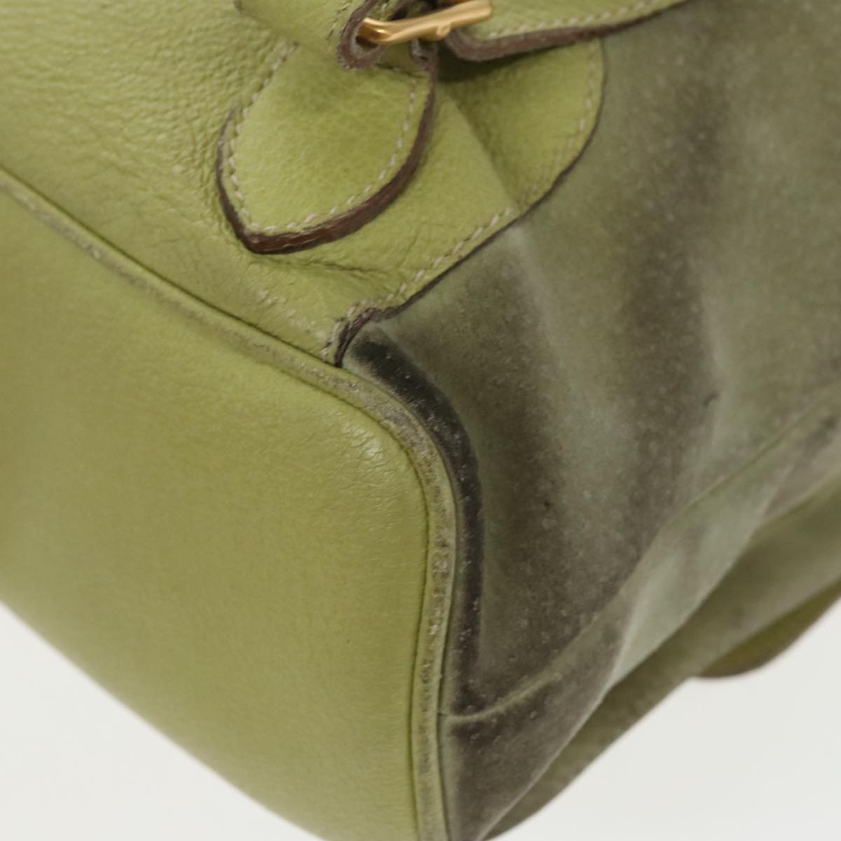 GUCCI Bamboo Backpack Suede Green Gold 003 2058 0016 100938
