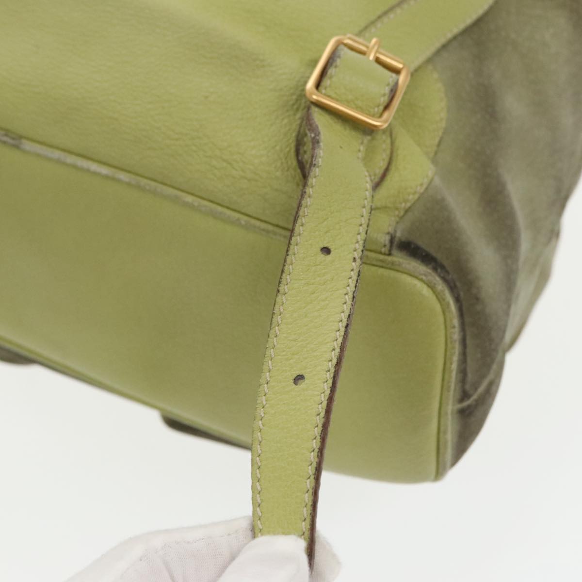 GUCCI Bamboo Backpack Suede Green Gold 003 2058 0016 100938
