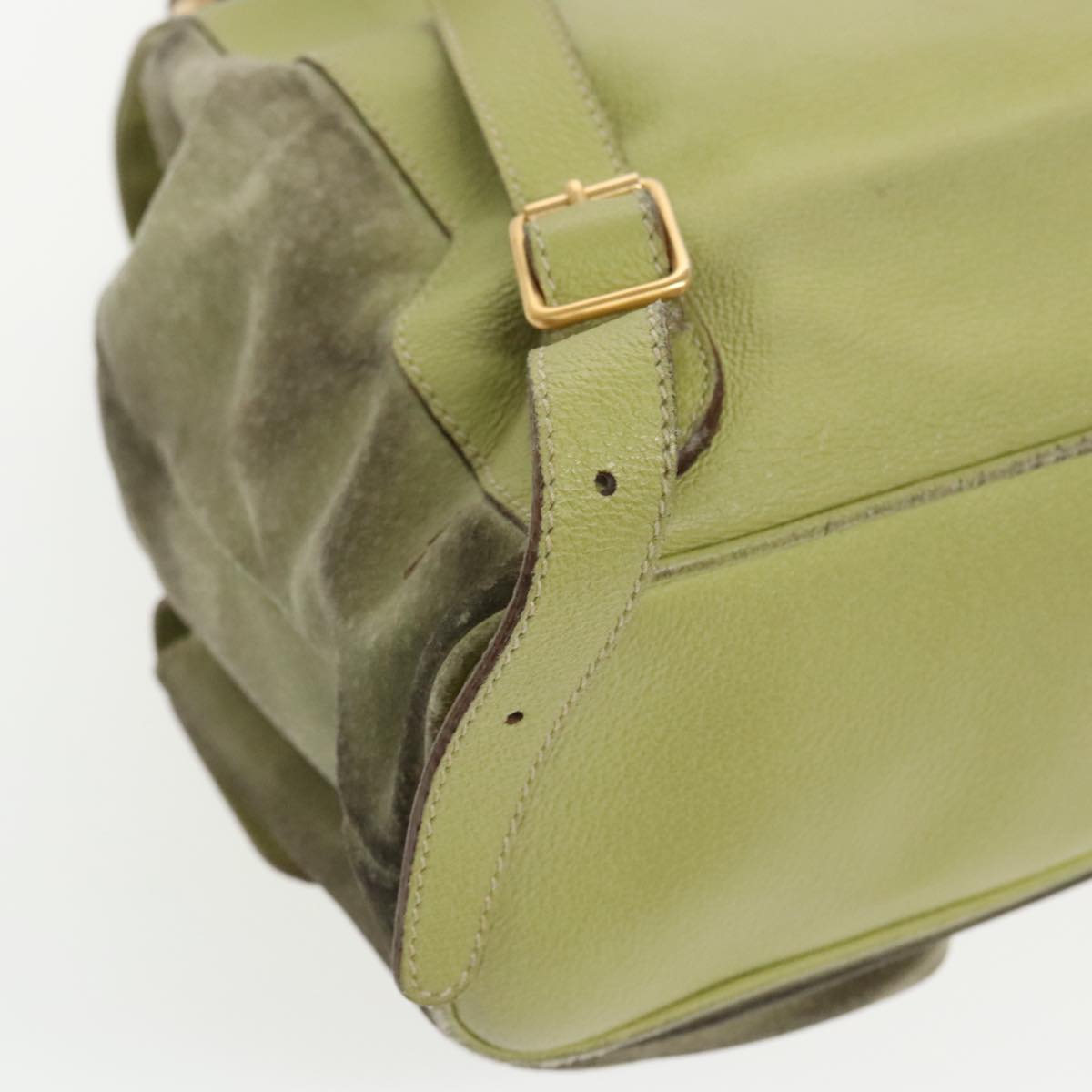 GUCCI Bamboo Backpack Suede Green Gold 003 2058 0016 100938