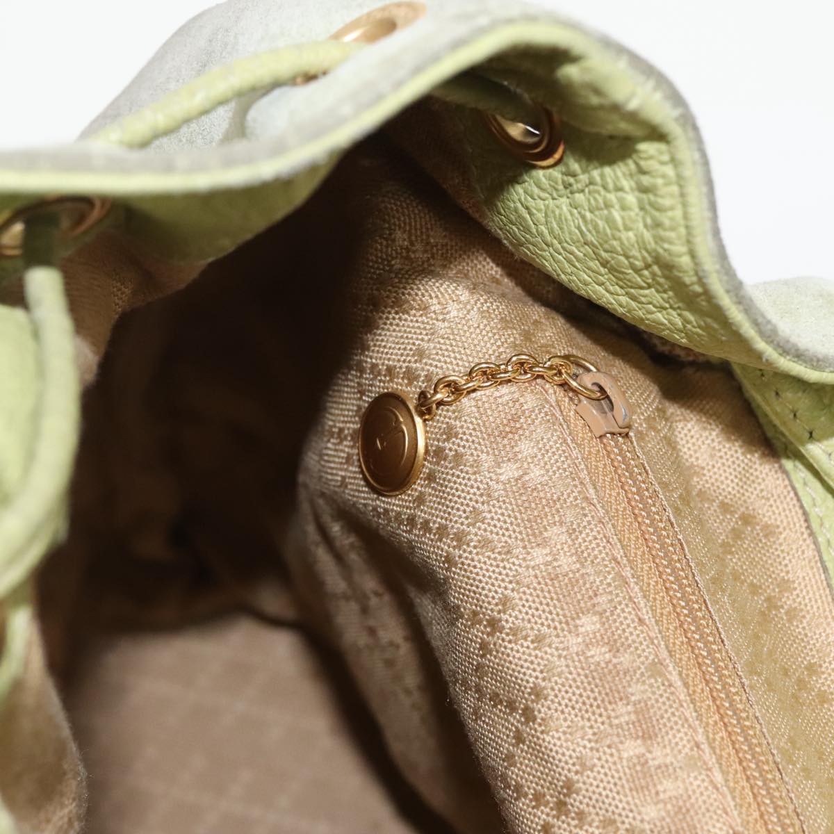GUCCI Bamboo Backpack Suede Green Gold 003 2058 0016 100938
