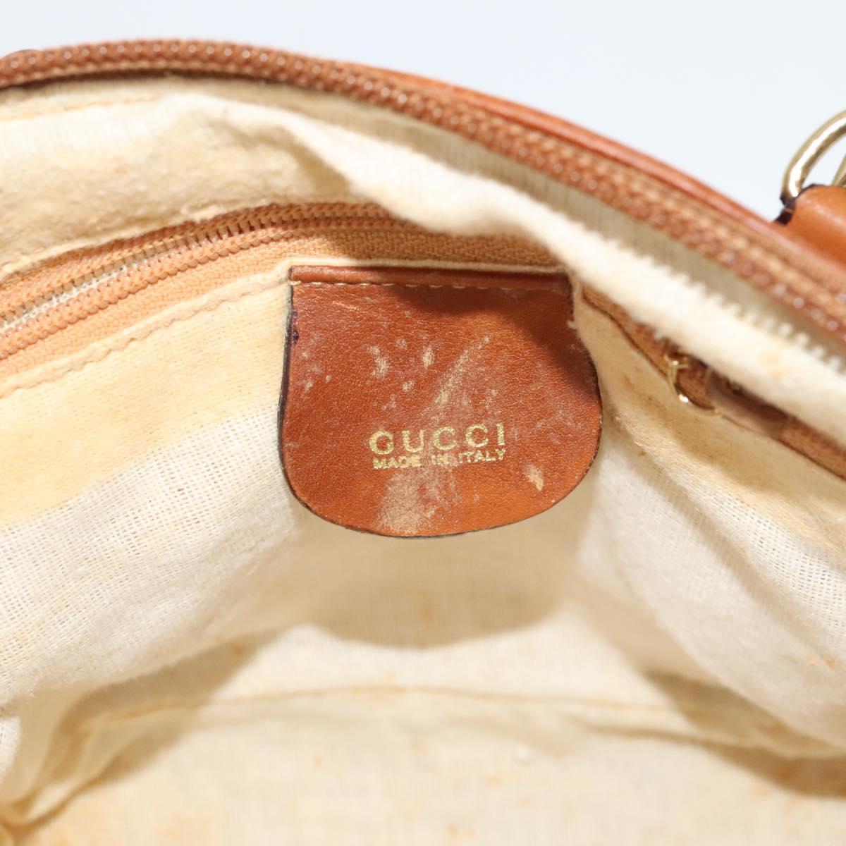 GUCCI Bamboo Hand Bag Leather 2way Brown Gold 007 2865 0231 100959