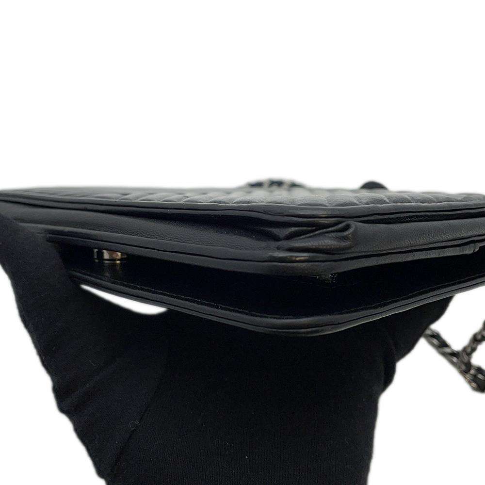 CHANEL Chevron Chain wallet BlackA70230 Calf Leather