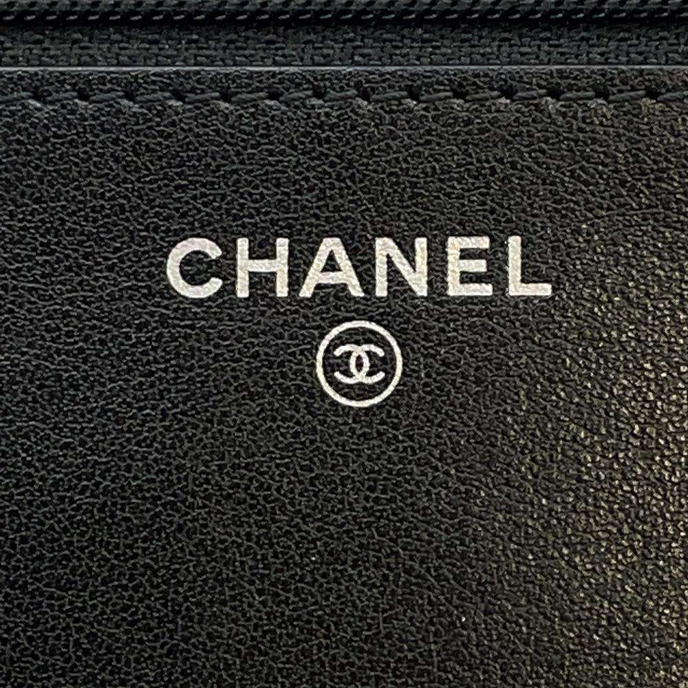 CHANEL Chevron Chain wallet BlackA70230 Calf Leather