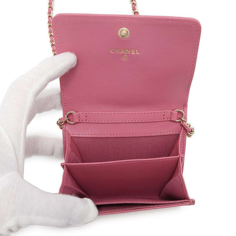 CHANEL Mademoiselle Chain Wallet Pink Lambskin