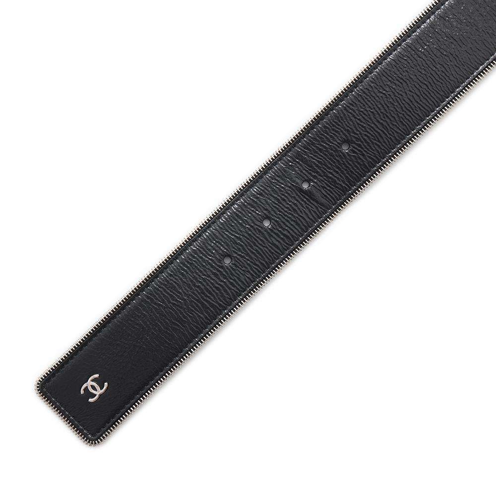CHANEL Belt Black Lambskin Size 80