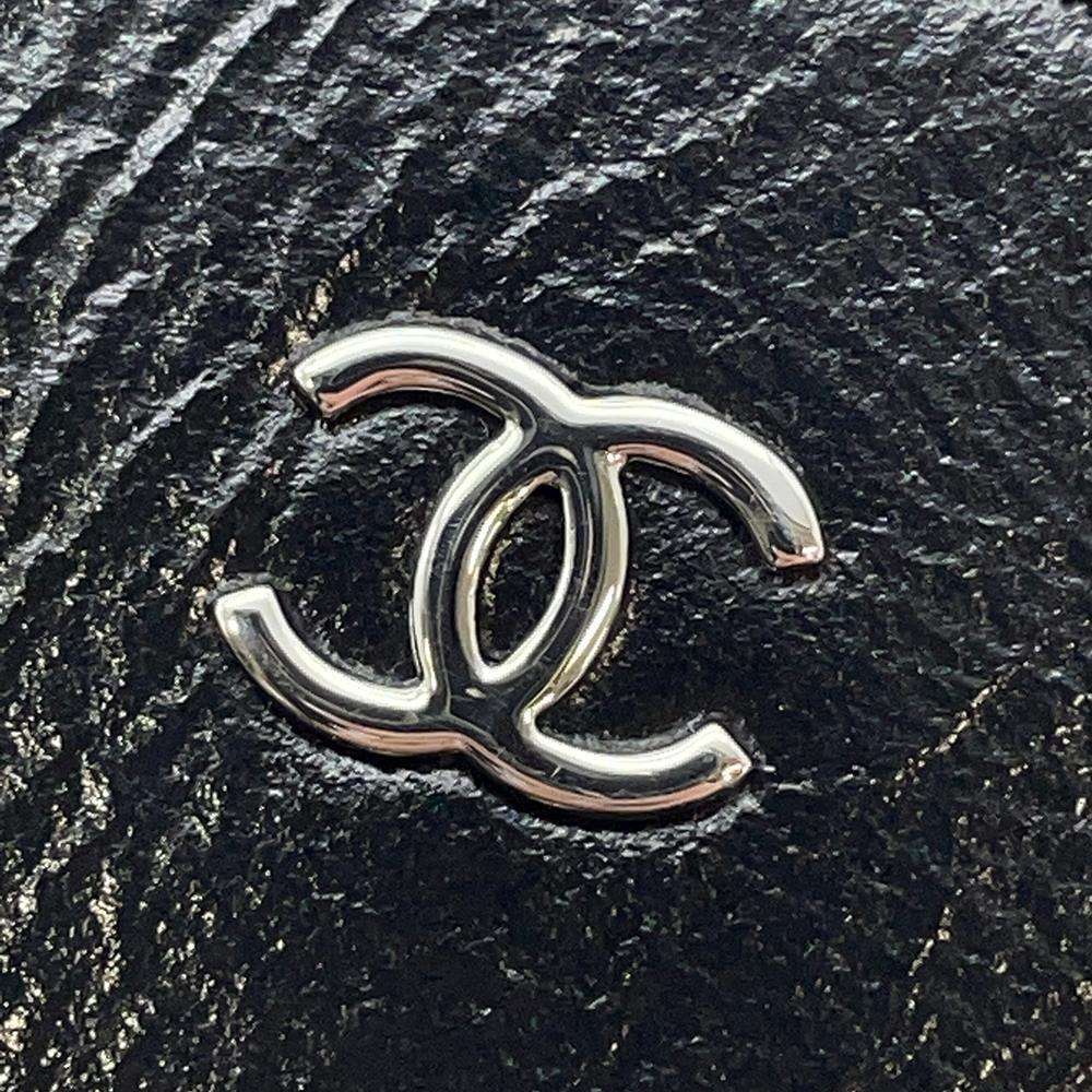 CHANEL Belt Black Lambskin Size 80