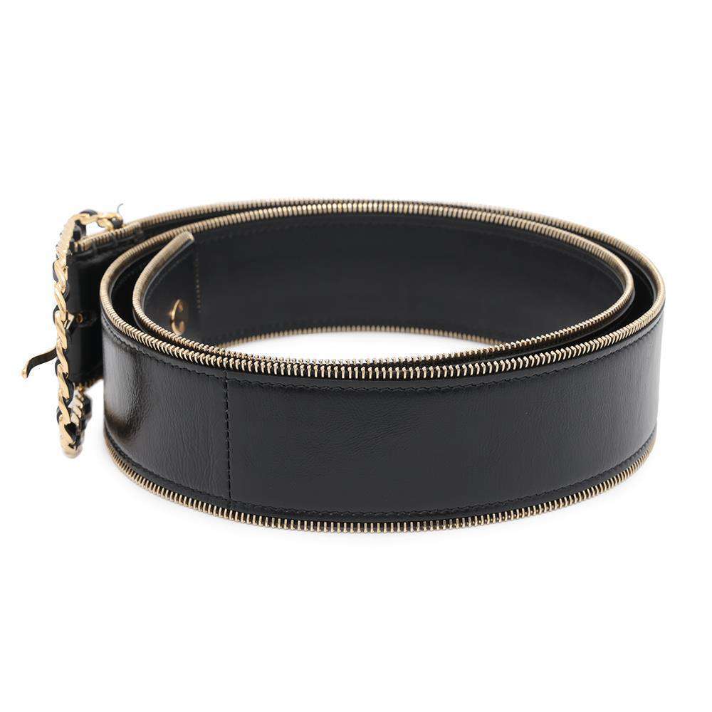CHANEL Belt Black Lambskin Size 85