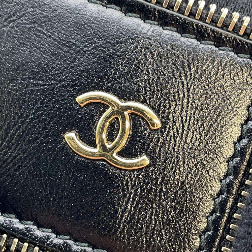 CHANEL Belt Black Lambskin Size 85