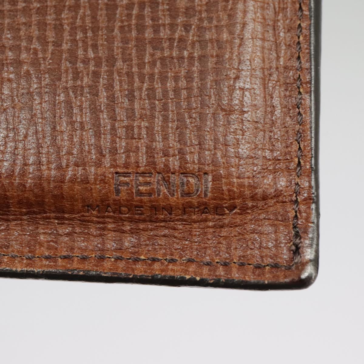 FENDI Zucca Canvas Card Case Black Brown 101122