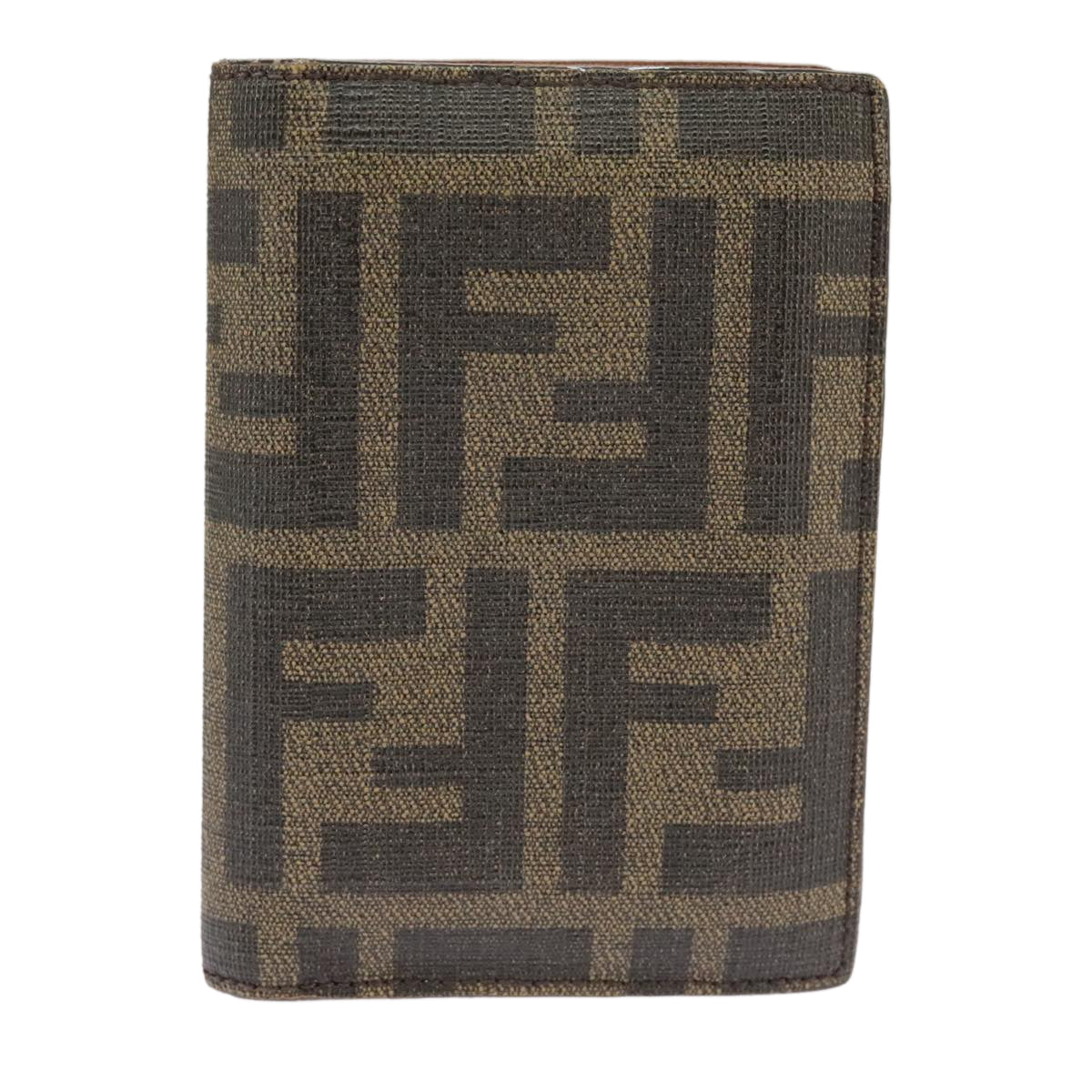FENDI Zucca Canvas Card Case Black Brown 101122