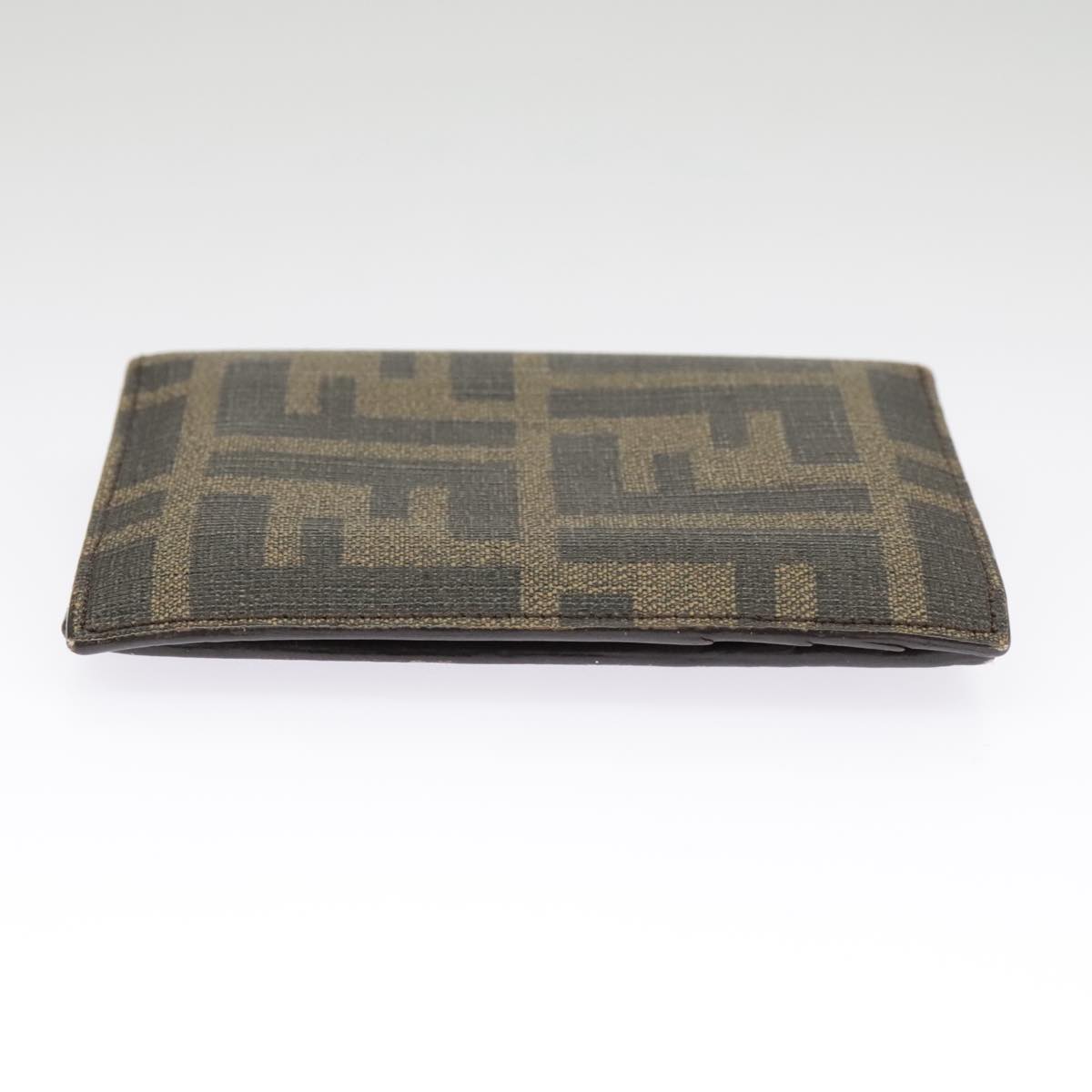 FENDI Zucca Canvas Card Case Black Brown 101122