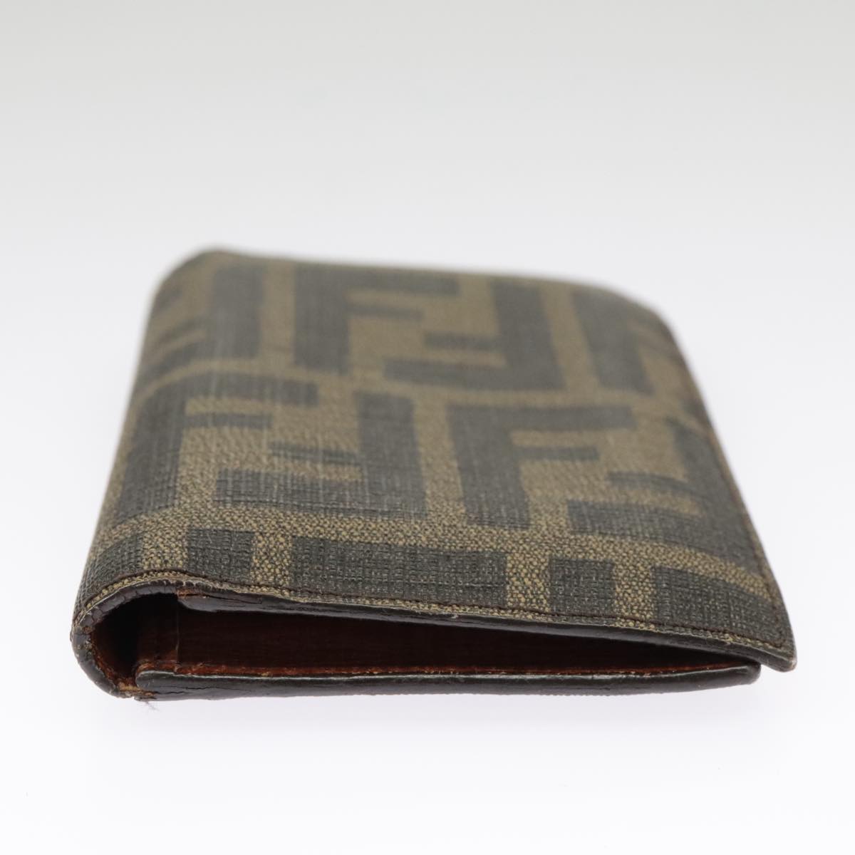 FENDI Zucca Canvas Card Case Black Brown 101122