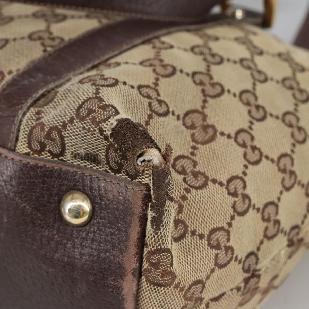 GUCCI GG Canvas Shoulder Bag Beige Gold 141470 101138