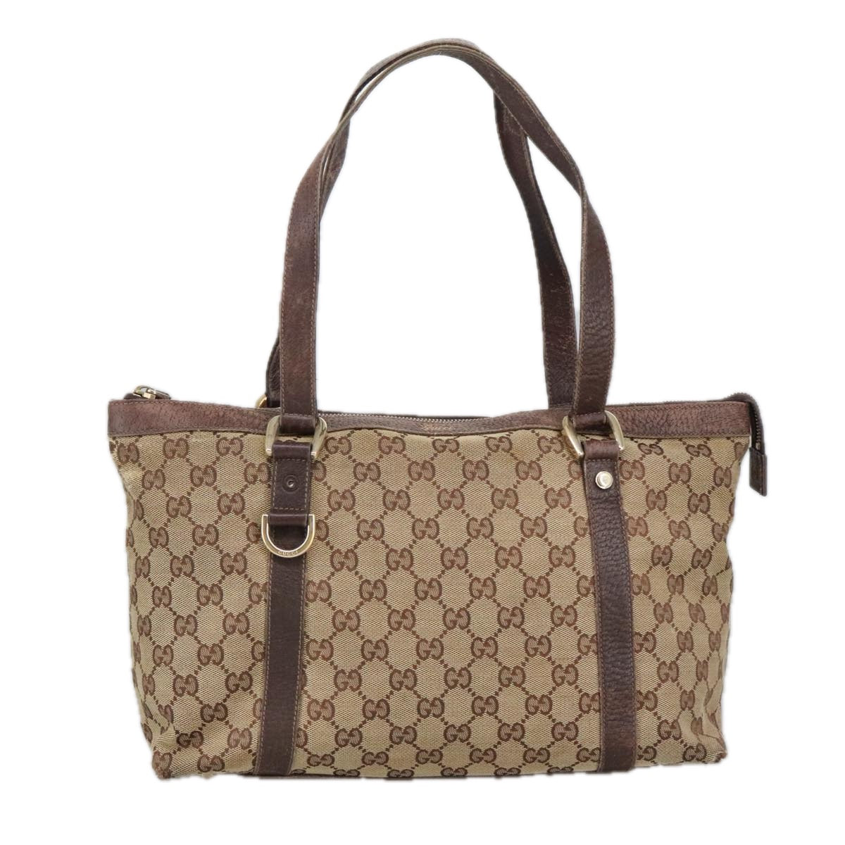 GUCCI GG Canvas Shoulder Bag Beige Gold 141470 101138