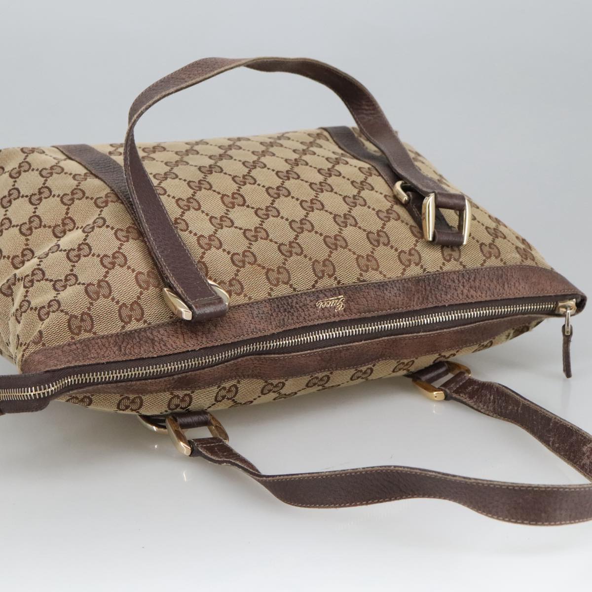 GUCCI GG Canvas Shoulder Bag Beige Gold 141470 101138