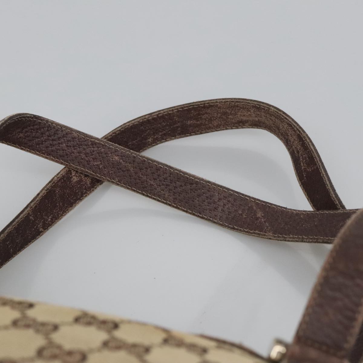 GUCCI GG Canvas Shoulder Bag Beige Gold 141470 101138