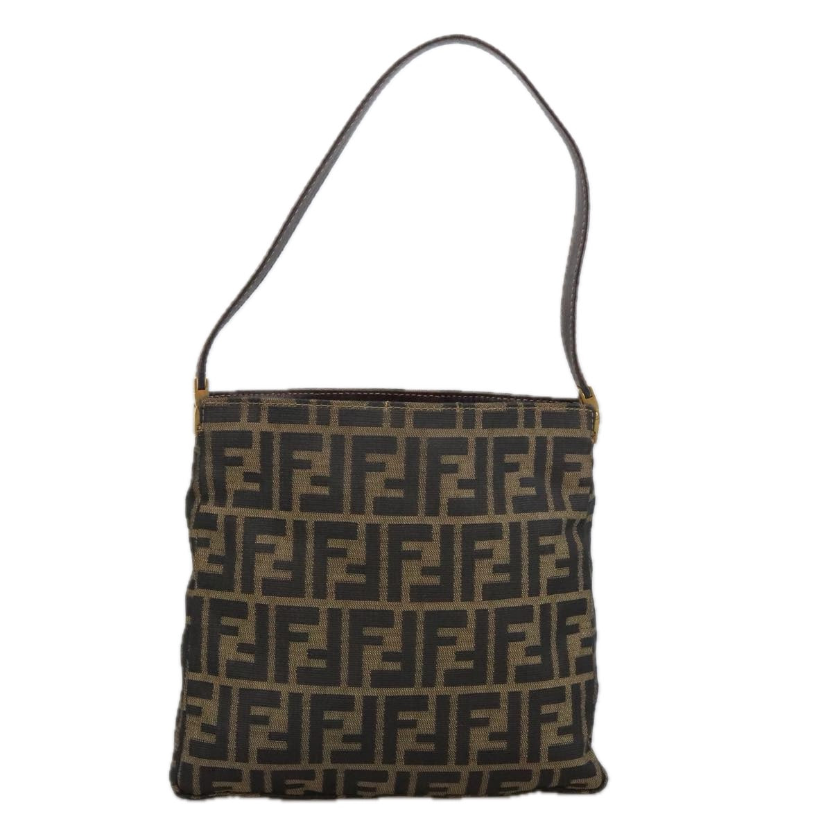 FENDI Zucca Canvas Shoulder Bag Brown Black 101147