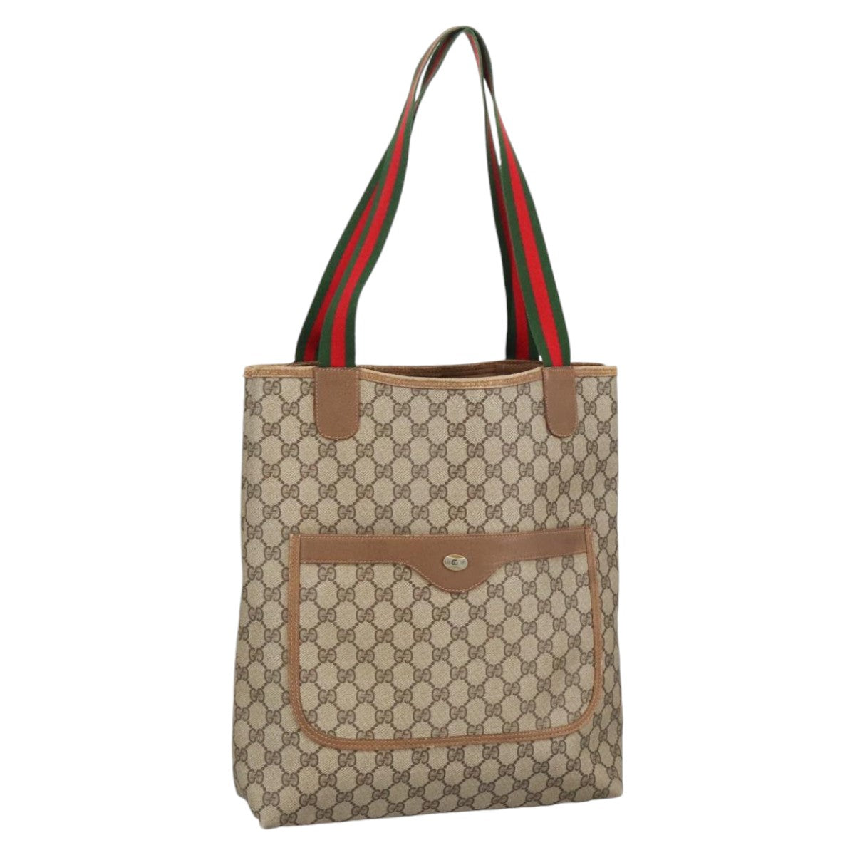 GUCCI GG Supreme Web Sherry Line Tote Bag PVC Beige 39 02 003 101156