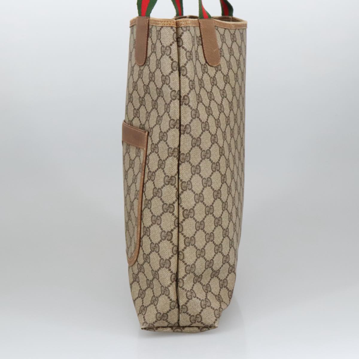 GUCCI GG Supreme Web Sherry Line Tote Bag PVC Beige 39 02 003 101156