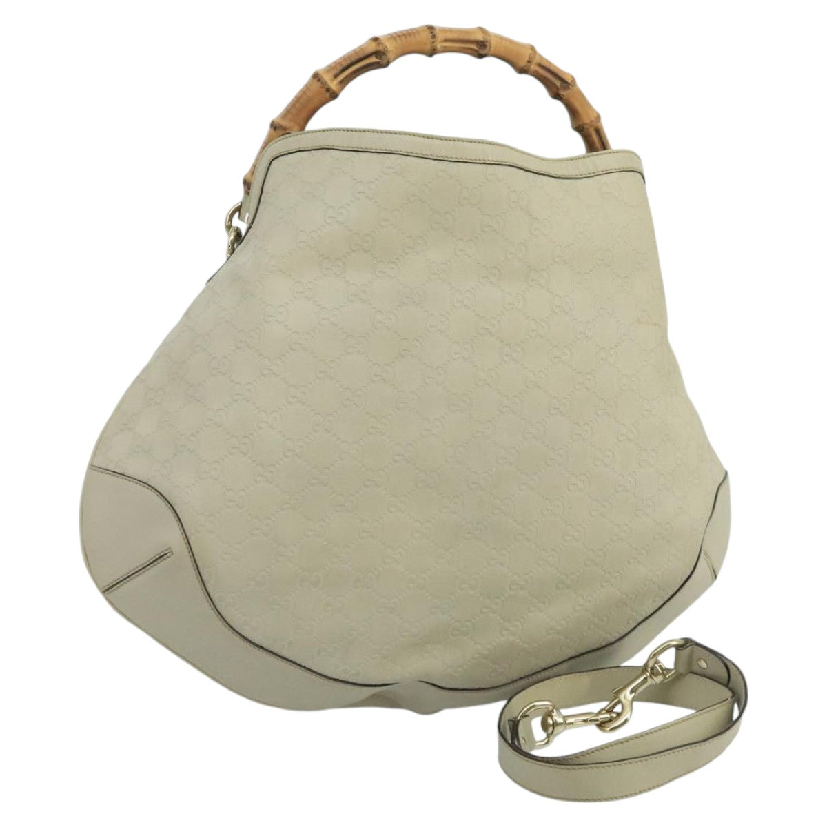 GUCCI GG Canvas Guccissima bamboo Hand Bag 2way Beige 169976 101158