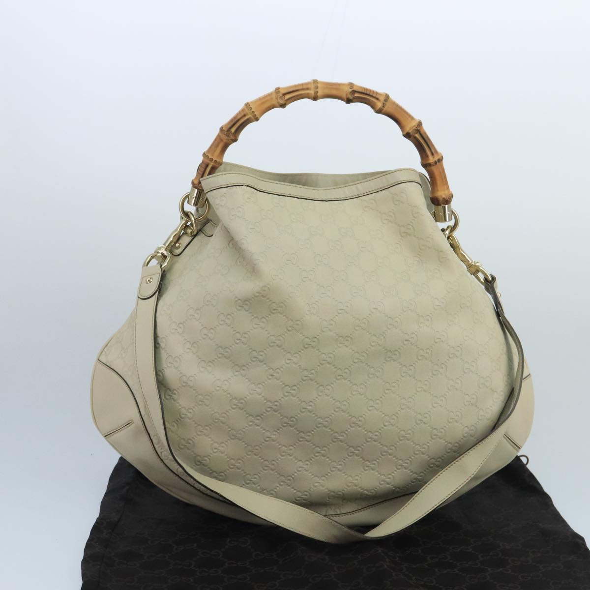 GUCCI GG Canvas Guccissima bamboo Hand Bag 2way Beige 169976 101158