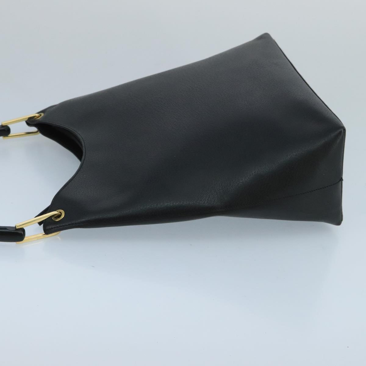 GUCCI Bamboo Shoulder Bag Leather Black Gold 001 2122 3006 101176