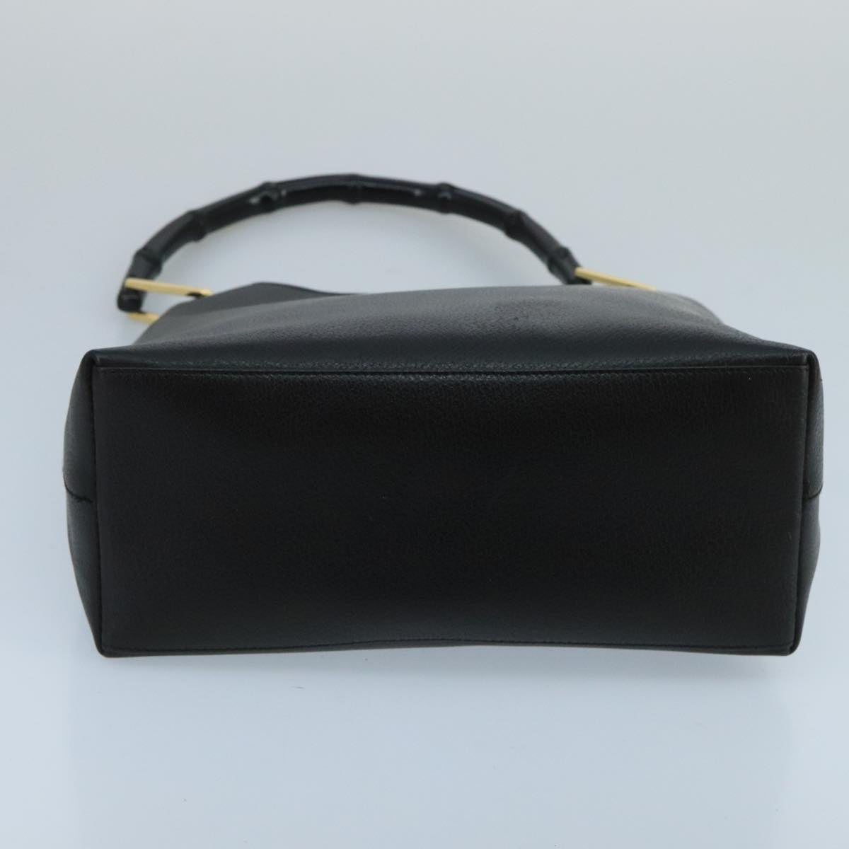 GUCCI Bamboo Shoulder Bag Leather Black Gold 001 2122 3006 101176