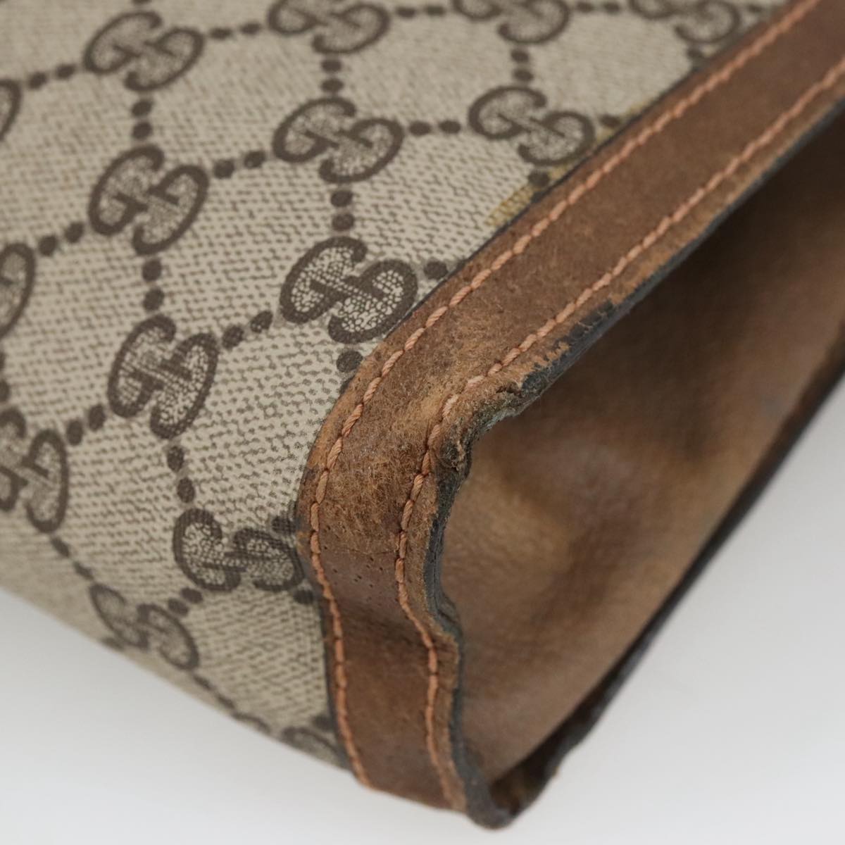 GUCCI GG Supreme Web Sherry Line Clutch Bag PVC Beige 37 014 2125 101180