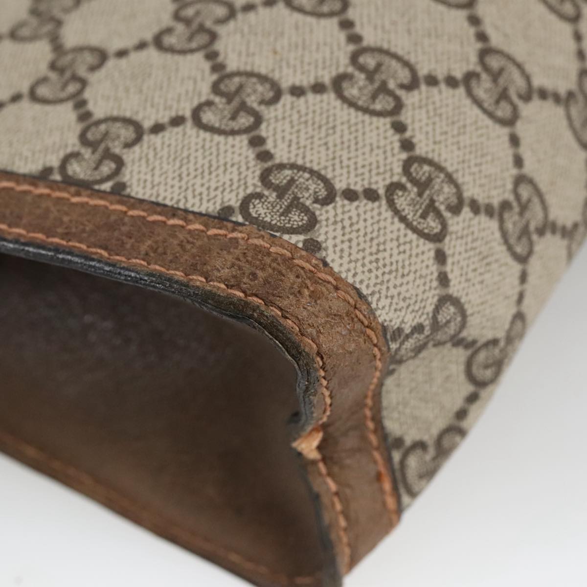 GUCCI GG Supreme Web Sherry Line Clutch Bag PVC Beige 37 014 2125 101180