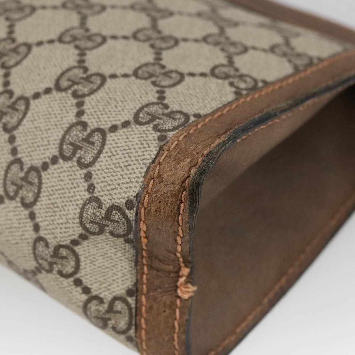 GUCCI GG Supreme Web Sherry Line Clutch Bag PVC Beige 37 014 2125 101180