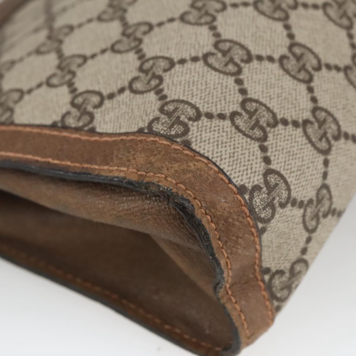 GUCCI GG Supreme Web Sherry Line Clutch Bag PVC Beige 37 014 2125 101180