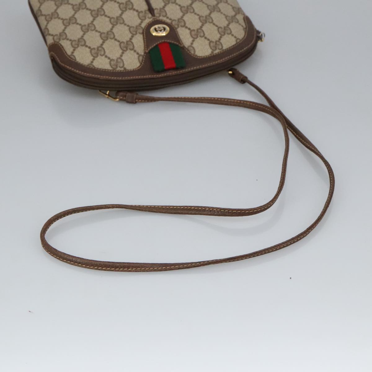 GUCCI GG Supreme Web Sherry Line Shoulder Bag PVC Beige 904 02 047 101184