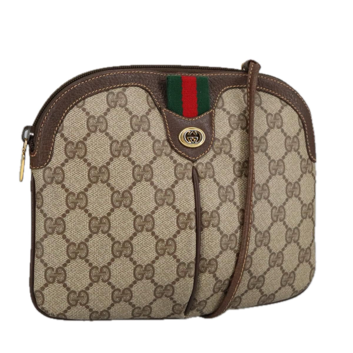 GUCCI GG Supreme Web Sherry Line Shoulder Bag PVC Beige 904 02 047 101184